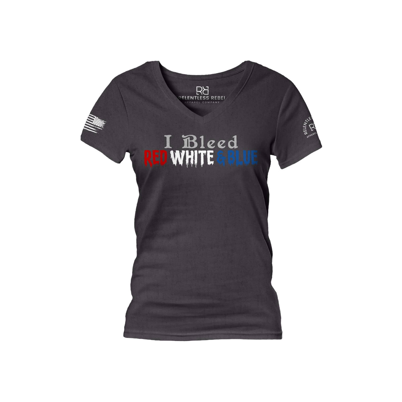 Dark Grey Heather I Bleed Red White and Blue Women's V-Neck Tee