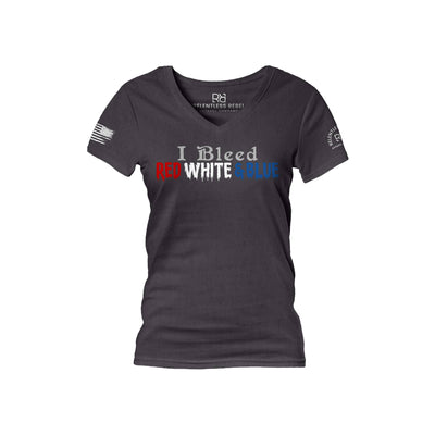 Dark Grey Heather I Bleed Red White and Blue Women's V-Neck Tee