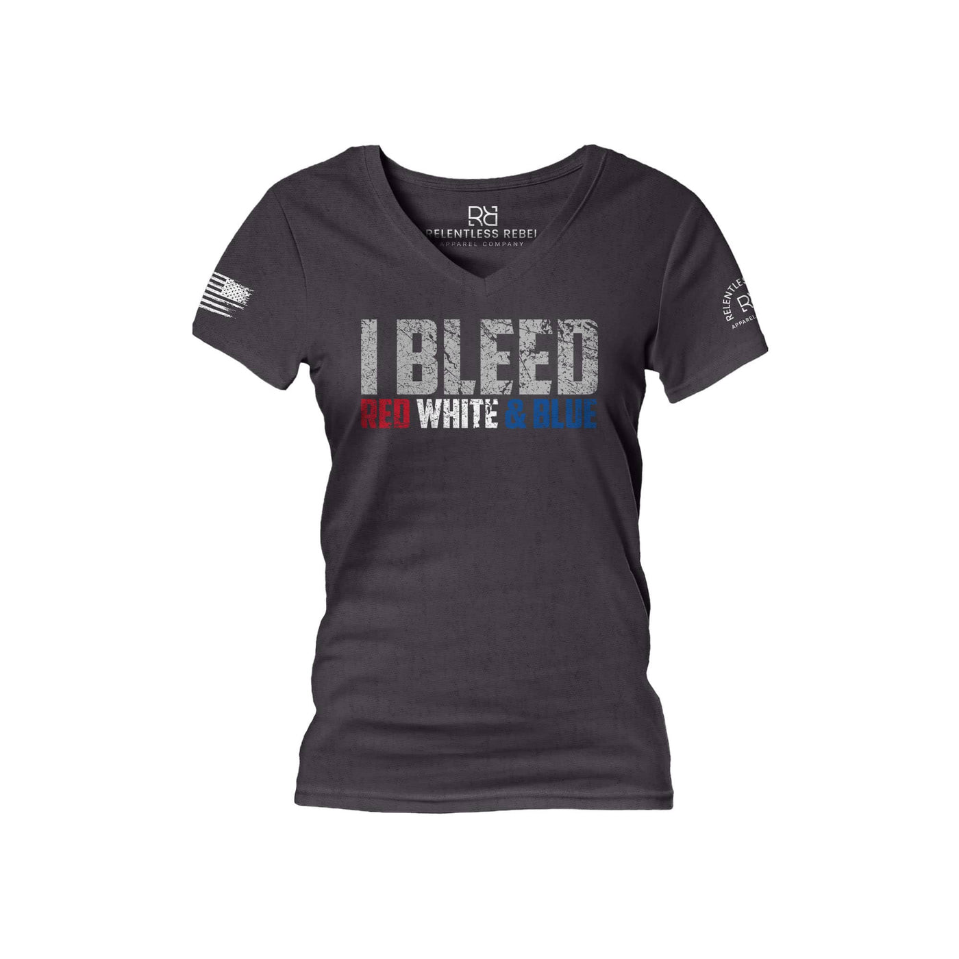 Dark Grey Heather I Bleed Red White and Blue Women's V-Neck Tee