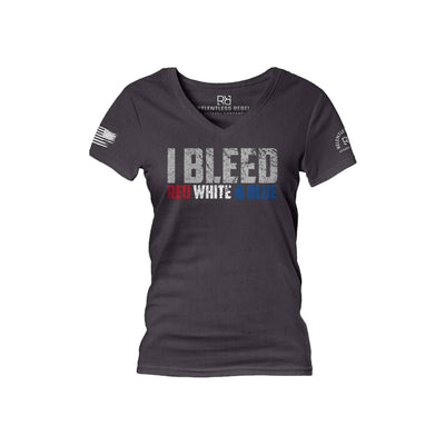 Dark Grey Heather I Bleed Red White and Blue Women's V-Neck Tee