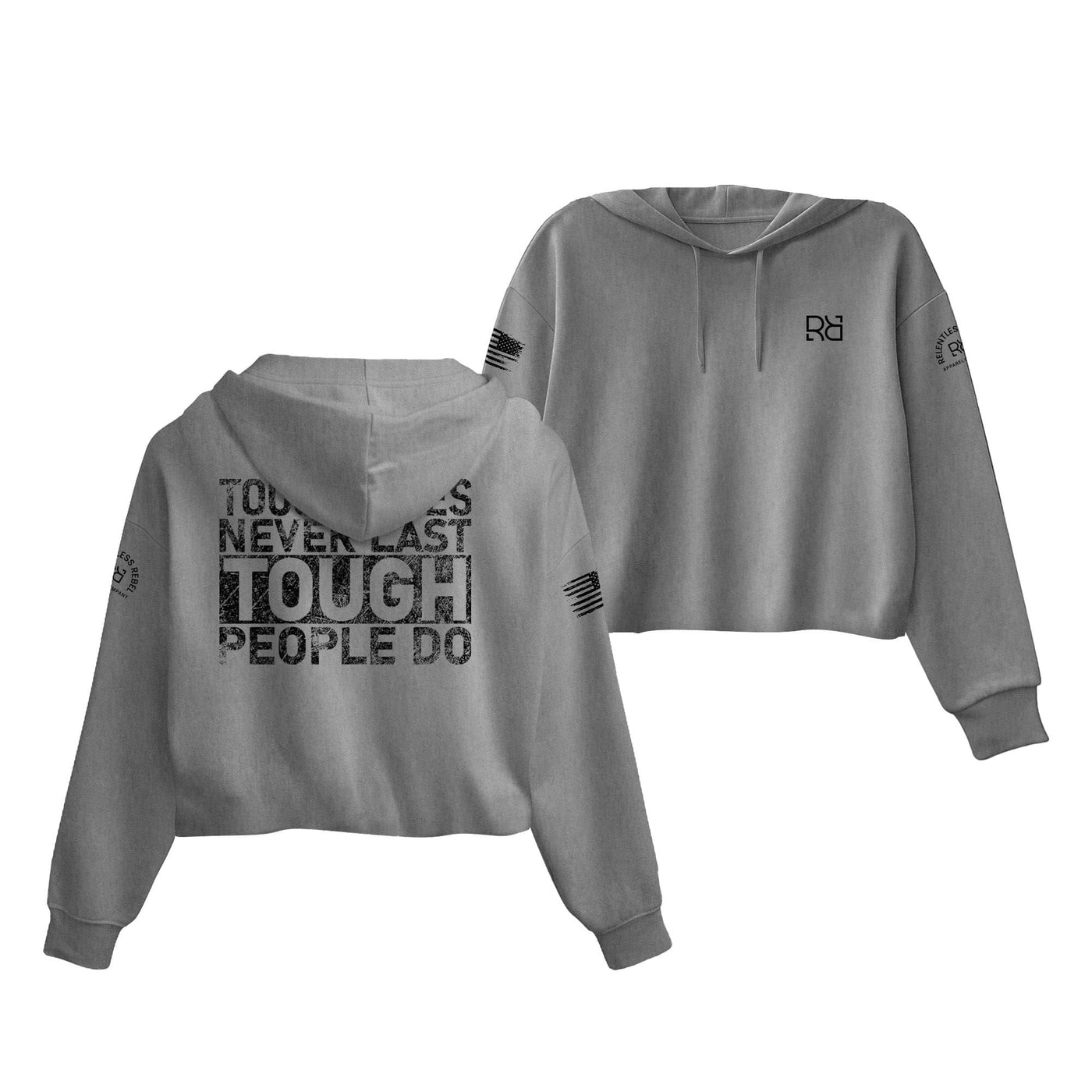 Grey Tough Times Never Last... Women's Cropped Hoodie