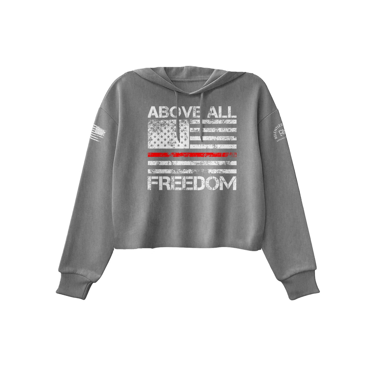 Grey Above All Freedom Women's Cropped Hoodie