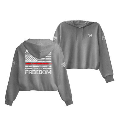 Grey Above All Freedom Women's Cropped Hoodie