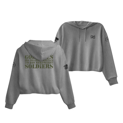 Deep Heather God Gives His Toughest Battles Women's Cropped Hoodie