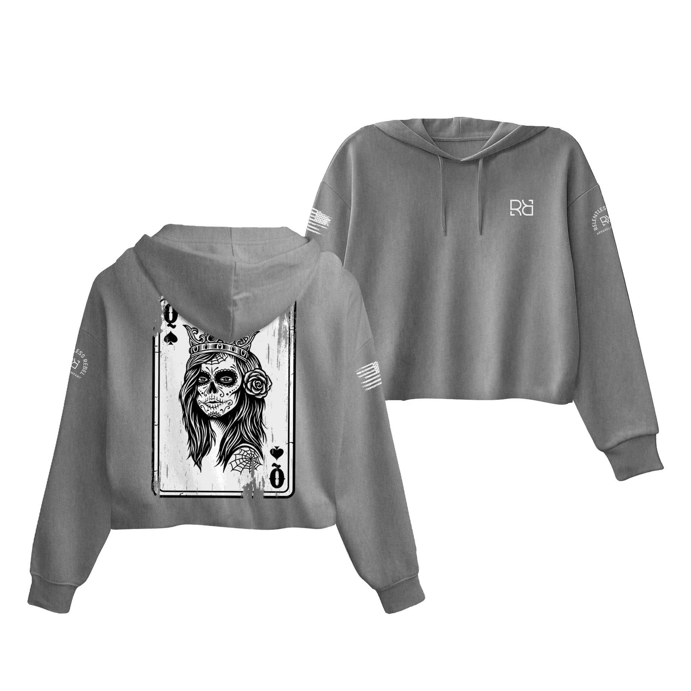 Heather Grey Rebel Queen Women's Cropped Hoodie