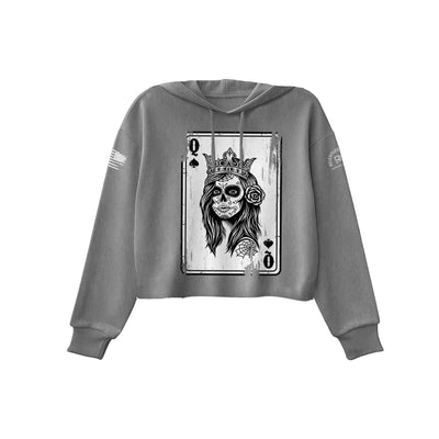 Heather Grey Rebel Queen "Rebel Ace" Women's Cropped Hoodie