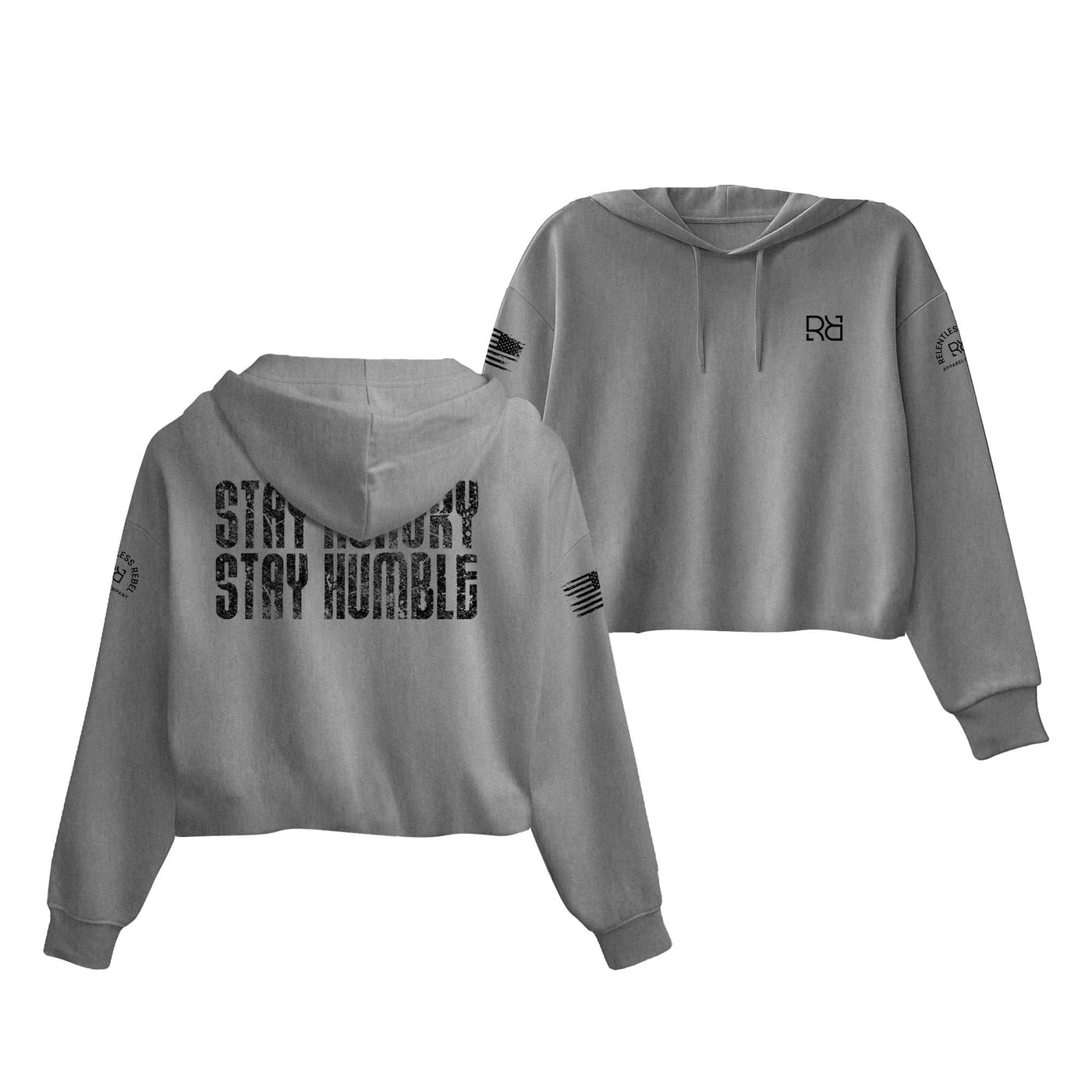 Grey Stay Hungry Stay Humble Women's Cropped Hoodie