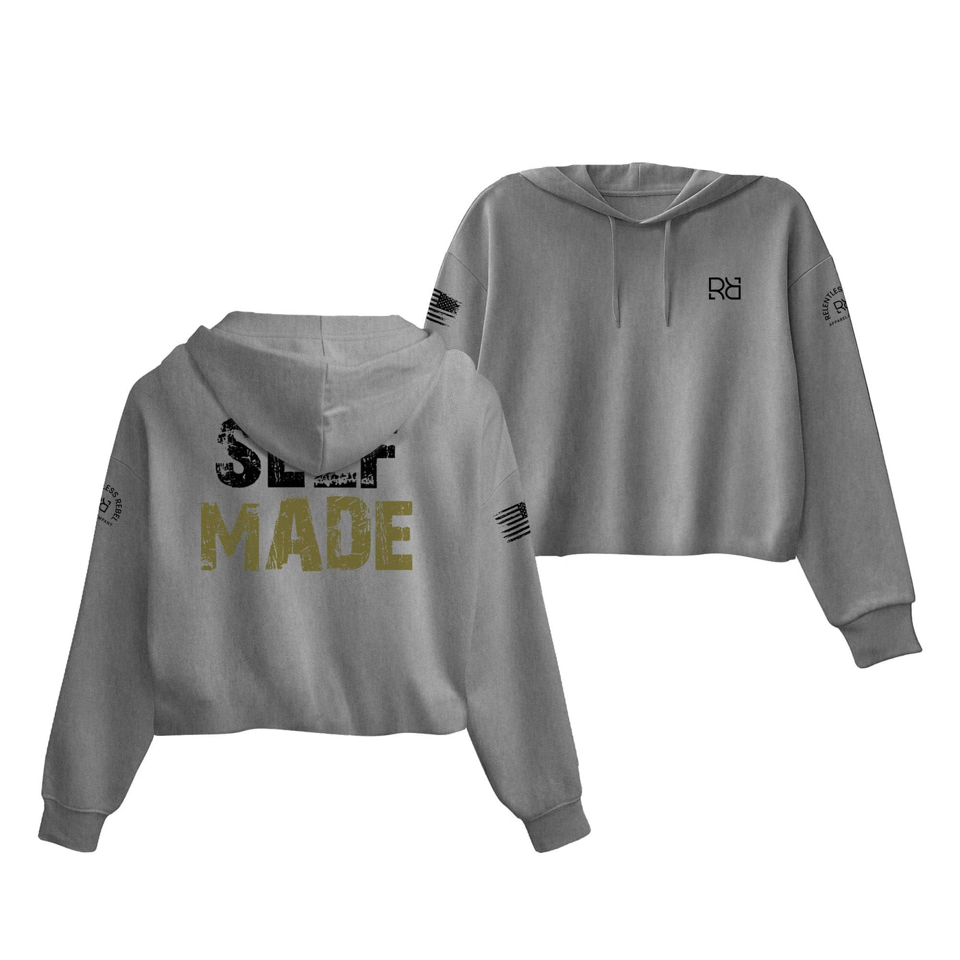 Grey Self Made Women's Cropped Hoodie