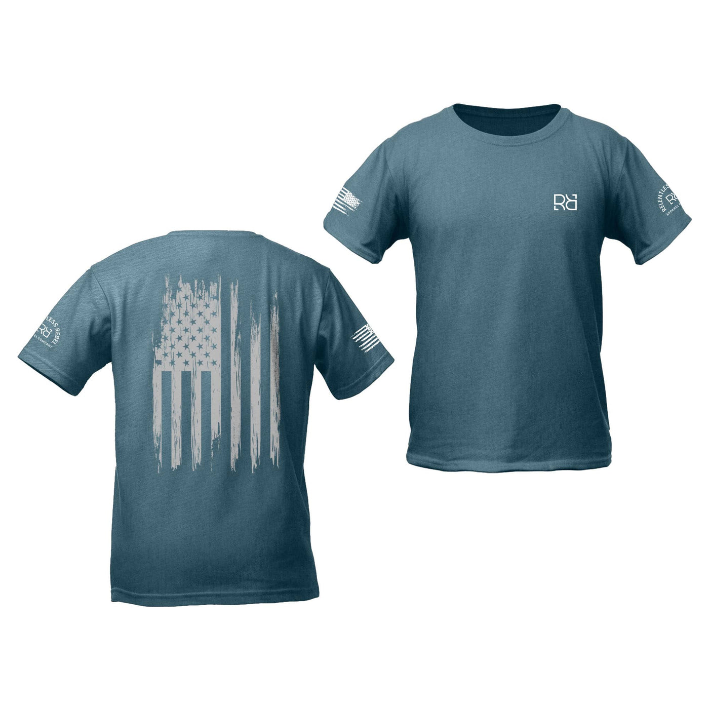 Deep Teal Rebel Patriot Flag Youth Tee