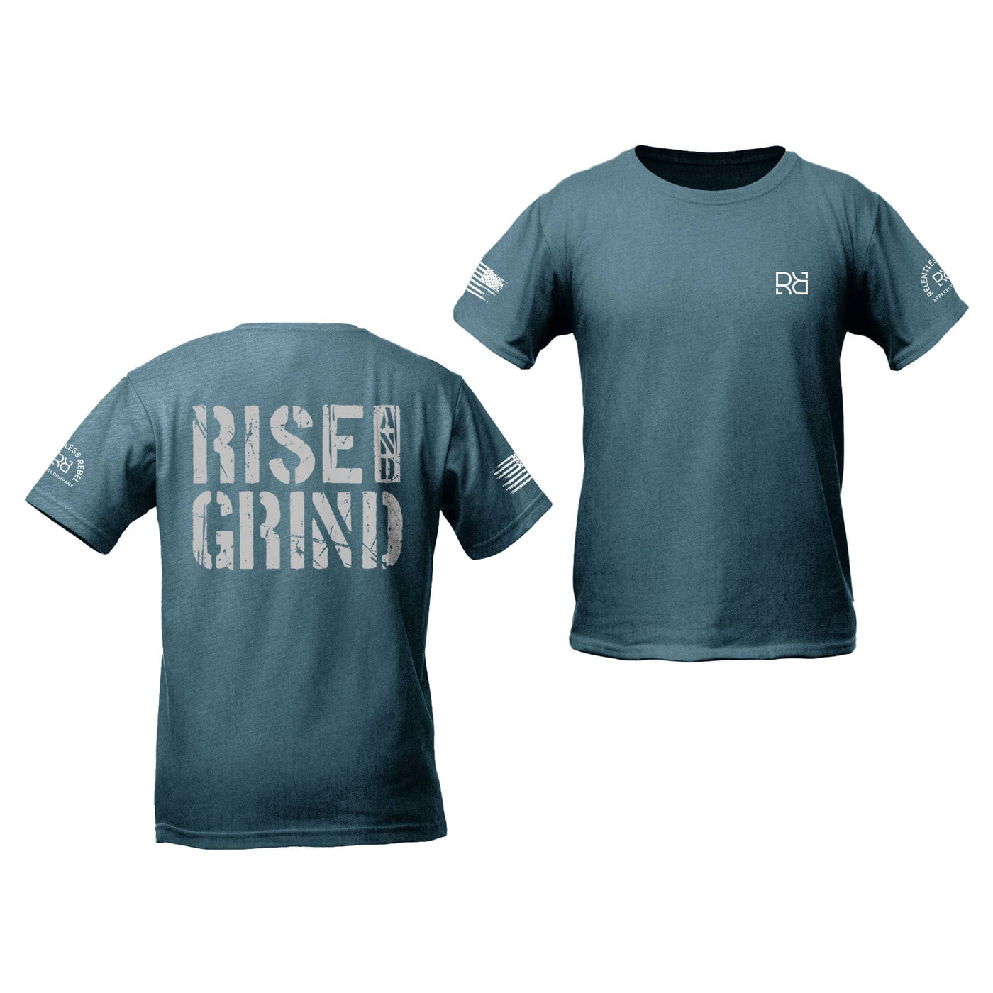 Deep Teal Rise and Grind Youth Tee