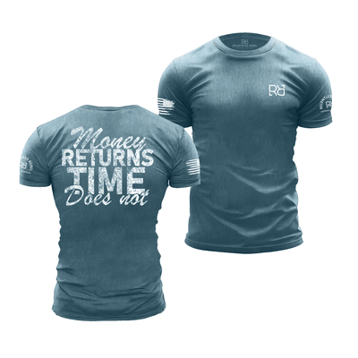 Deep Teal Men's Money Returns Time Does Not Back Design Tee