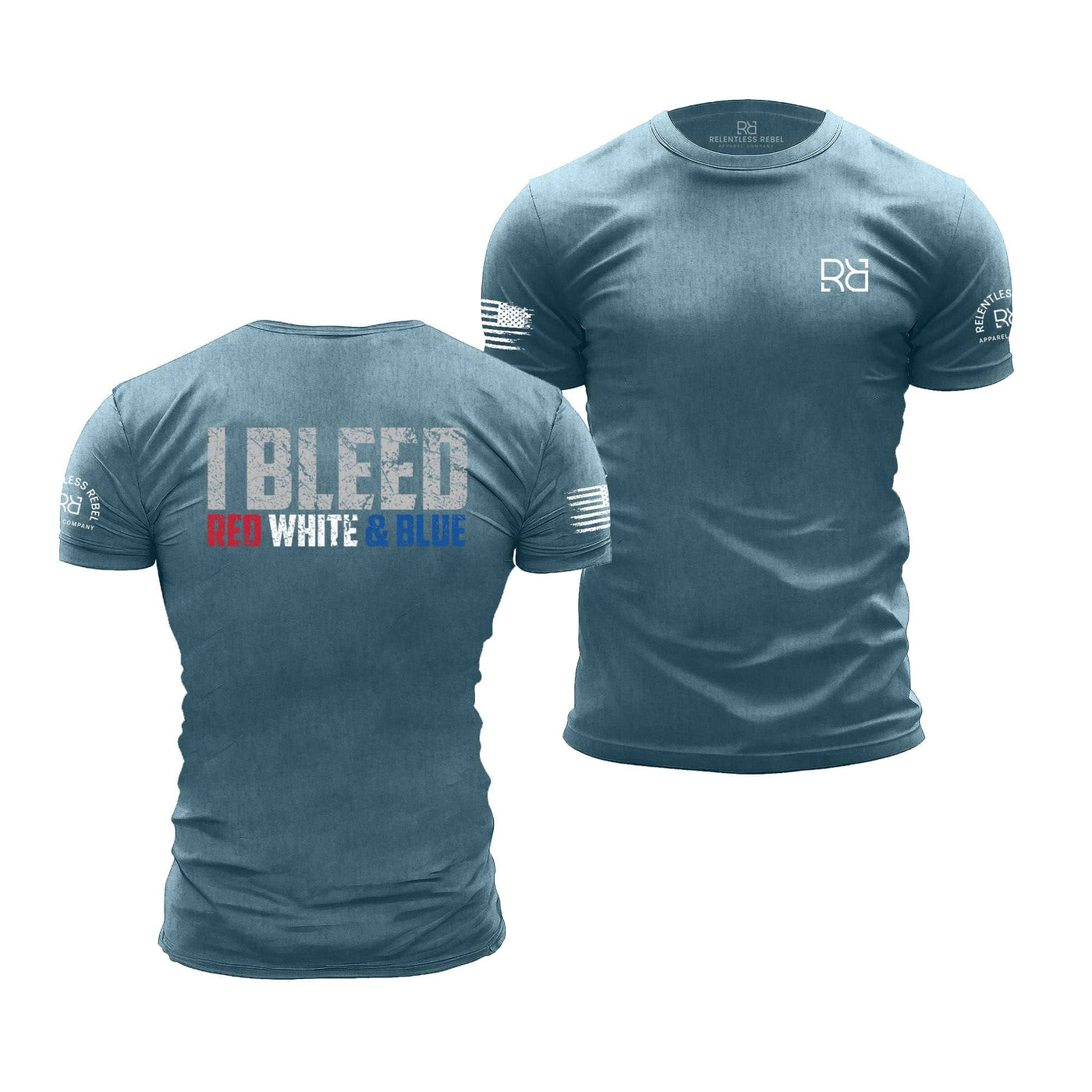 Deep Teal Men's I Bleed Red White & Blue Back Design Tee