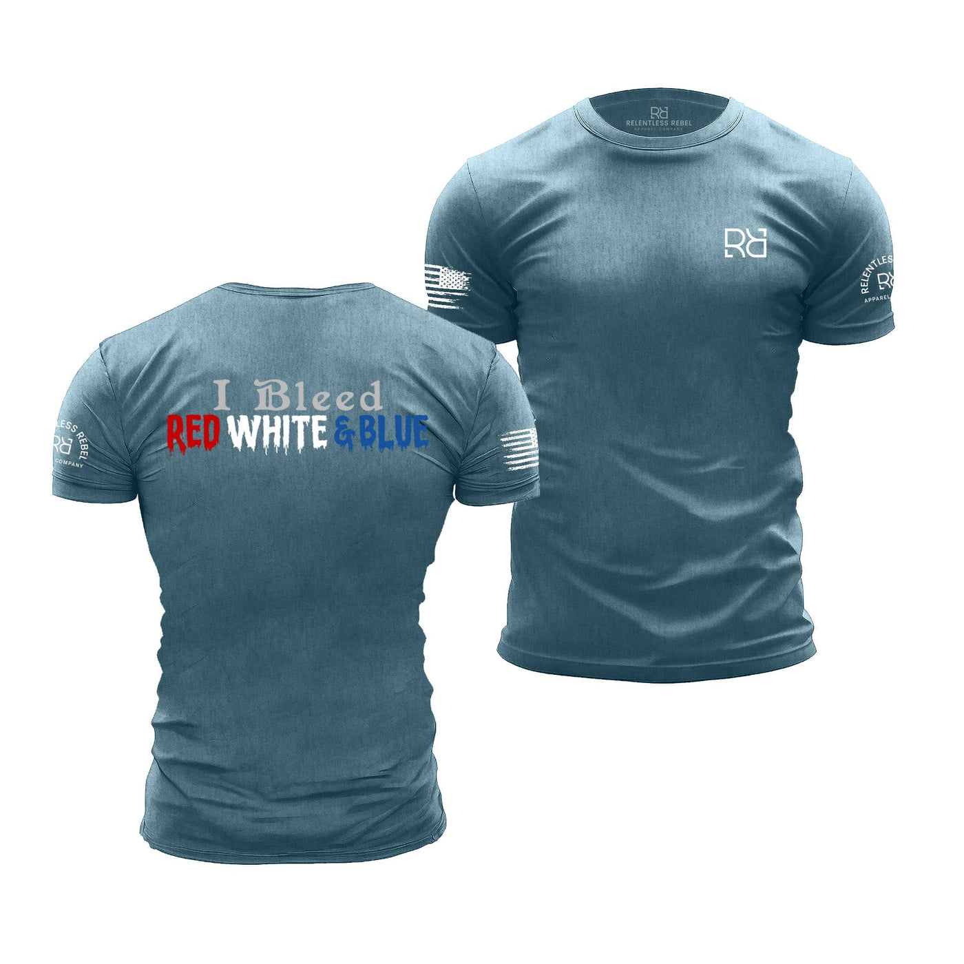 Deep Teal Men's I Bleed Red White & Blue Back Design Tee