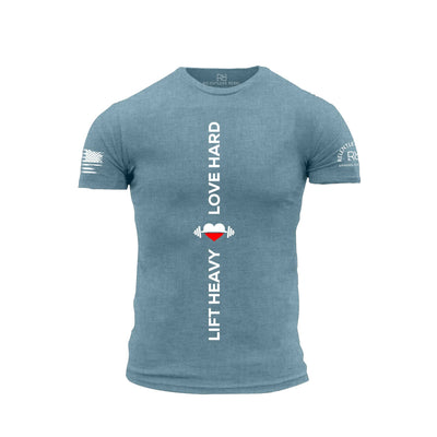 Deep Teal Men's Lift Heavy Love Hard Front Design Tee