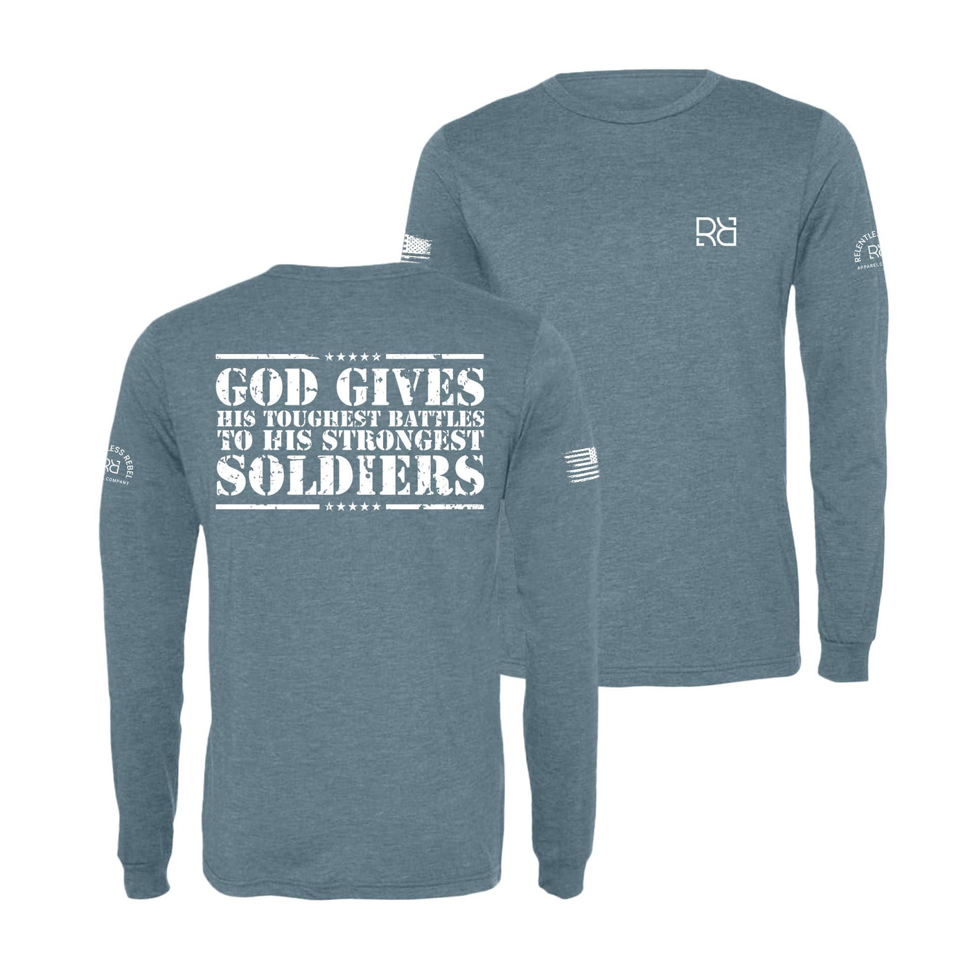 Denim God Gives His Toughest Battles Men's Long Sleeve