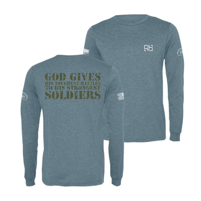 Denim God Gives His Toughest Battles Men's Long Sleeve Tee