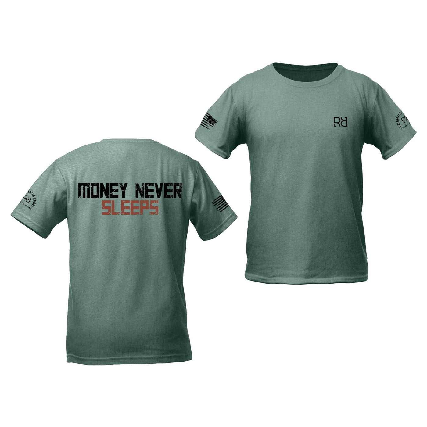 Dusty Blue Money Never Sleeps Youth Tee