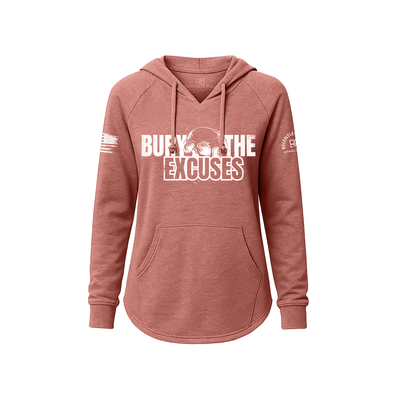 Pink hoodie with motivational text on a white background