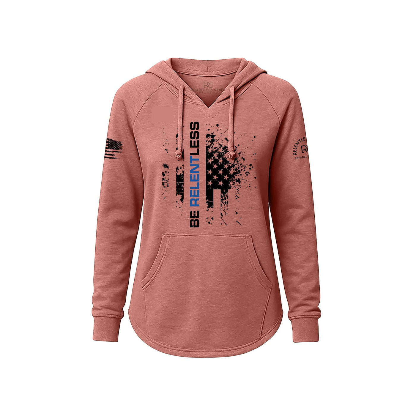 Dusty Rose Women's Wave Hoodie with the Be Relentless Law Enforcement Edition on the front