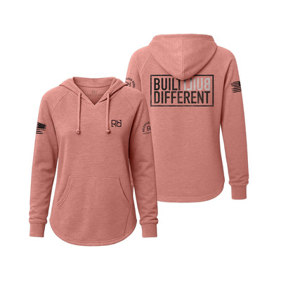 Dusty Rose Women's Wave Hoodie with the Built Different on the back