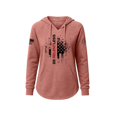 Dusty Rose Women's Wave Hoodie with the Be Relentless on the front
