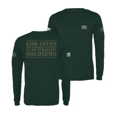 Emerald God Gives His Toughest Battles Men's Long Sleeve Tee