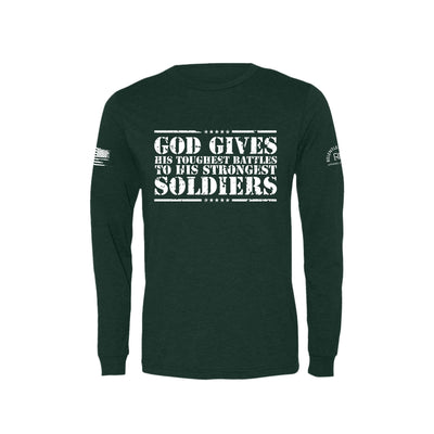 Emerald God Gives His Toughest Battles Men's Long Sleeve Tee