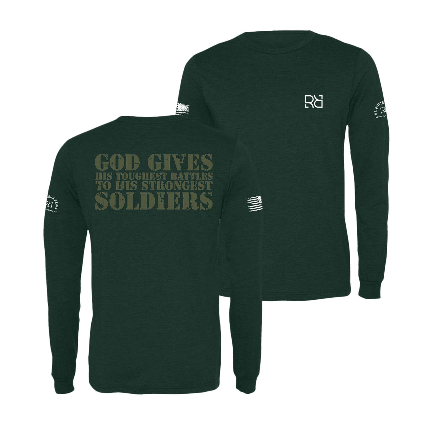 Emerald God Gives His Toughest Battles Men's Long Sleeve Tee