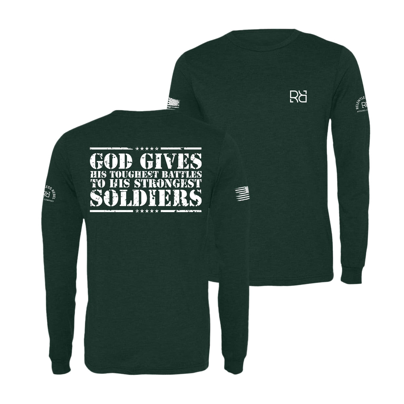 Emerald God Gives His Toughest Battles Men's Long Sleeve