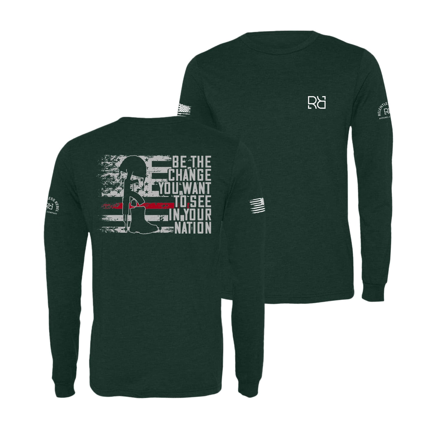 Emerald Be the Change | Flag and Boots Men's Long Sleeve