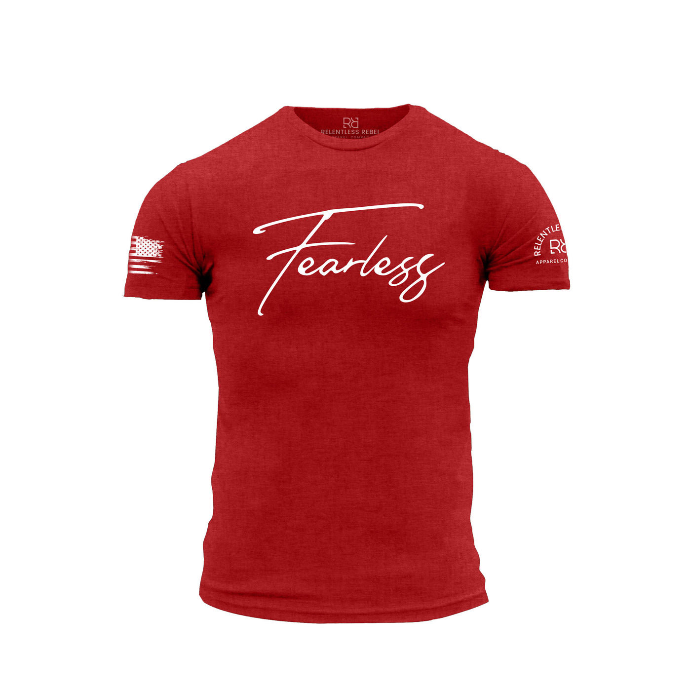 Heather Red Men's Fearless Front Design Tee