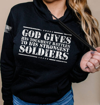 Black God Gives His Toughest Battles Women's Hoodie