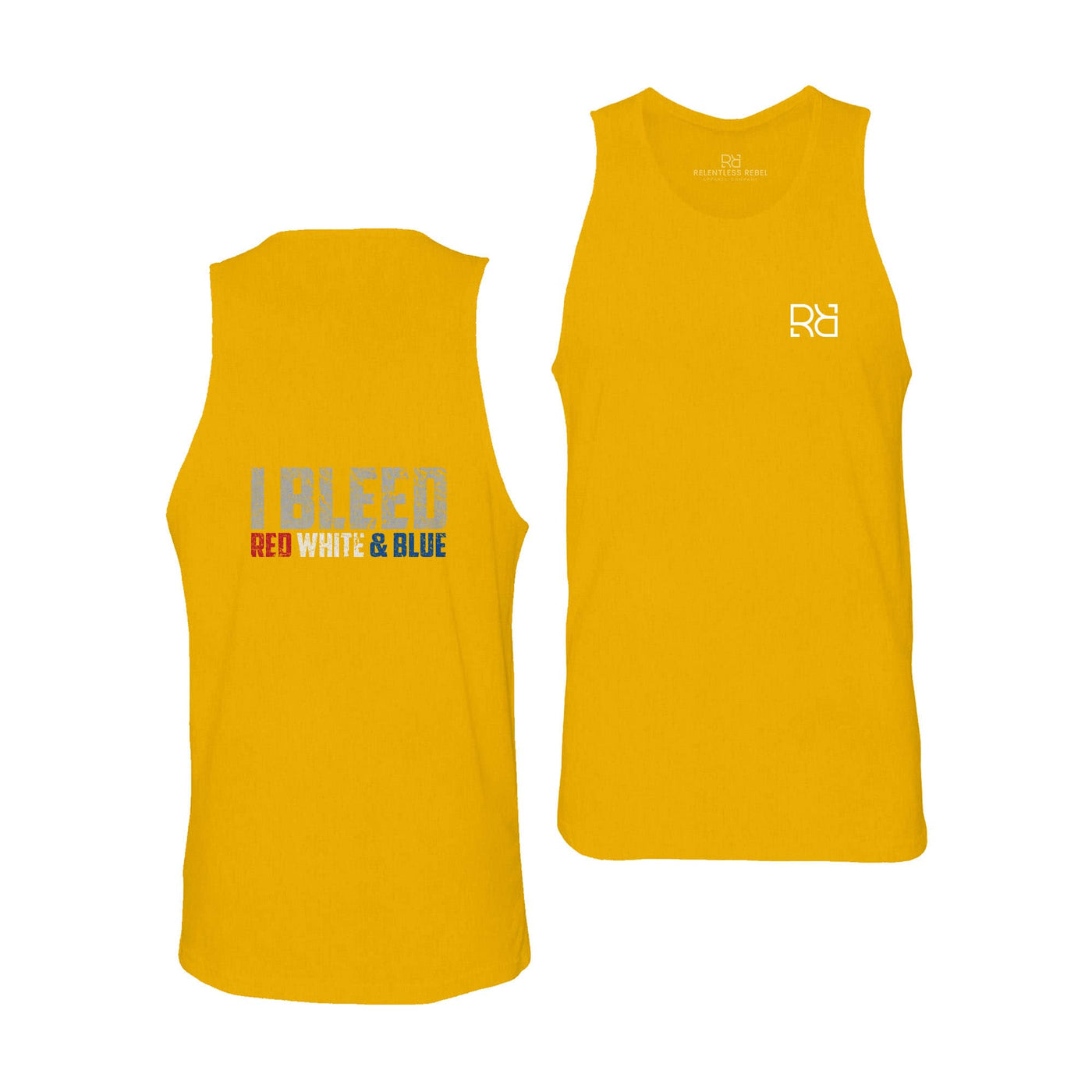 Gold Men's I Bleed Red White & Blue Back Design Tank