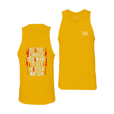 Gold Men's Be The Change Back Design Tank