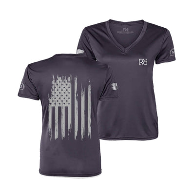 Graphite Rebel Patriot Flag V-Neck Women's Dry Fit Tee