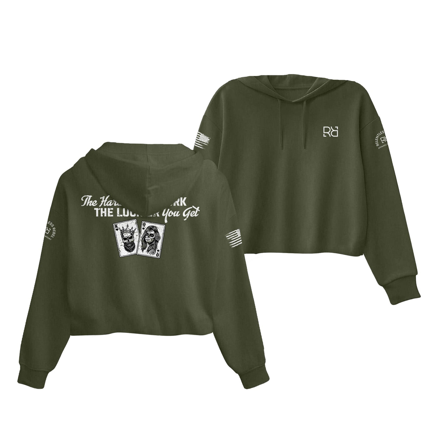 Military Green The Harder You Work Women's Cropped Hoodie