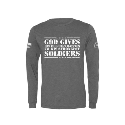 Grey God Gives His Toughest Battles Men's Long Sleeve Tee