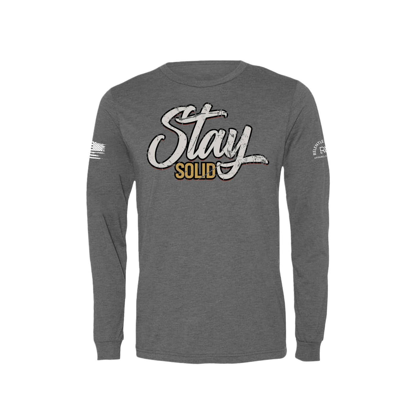 Grey Stay Solid Men's Long Sleeve Tee