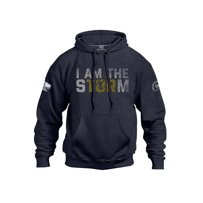 Navy Heather Men's I Am The Storm Front Design Hoodie