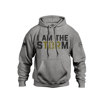 Gunmetal Heather Men's I Am The Storm Front Design Heavyweight Hoodie