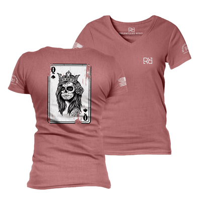 Rebel Queen Rebel Ace Heather Mauve Women's VNeck Tee