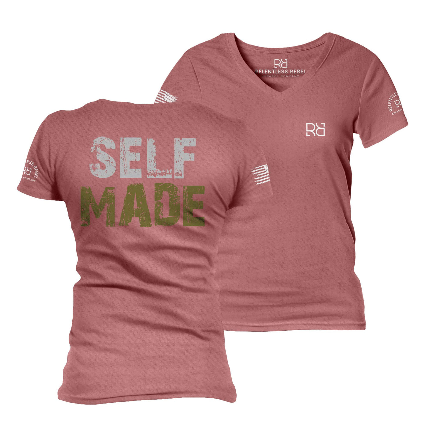 Heather Mauve Self Made Women's V-Neck Tee