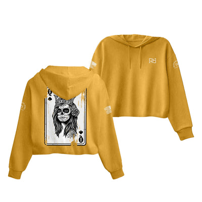 Heather Mustard Rebel Queen Women's Cropped Hoodie