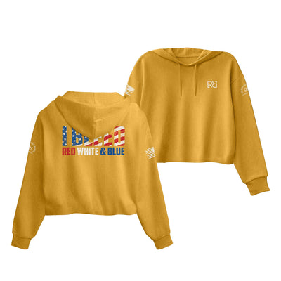 Mustard I Bleed Red White and Blue Women's Cropped Hoodie