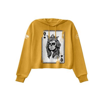 Heather Mustard Rebel Queen "Rebel Ace" Women's Cropped Hoodie