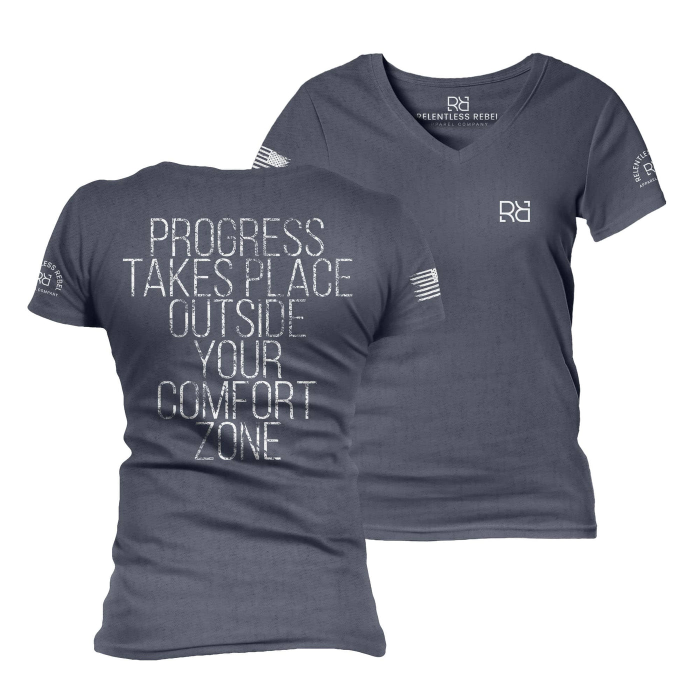 Navy Progress Takes Place Women's V-Neck Tee