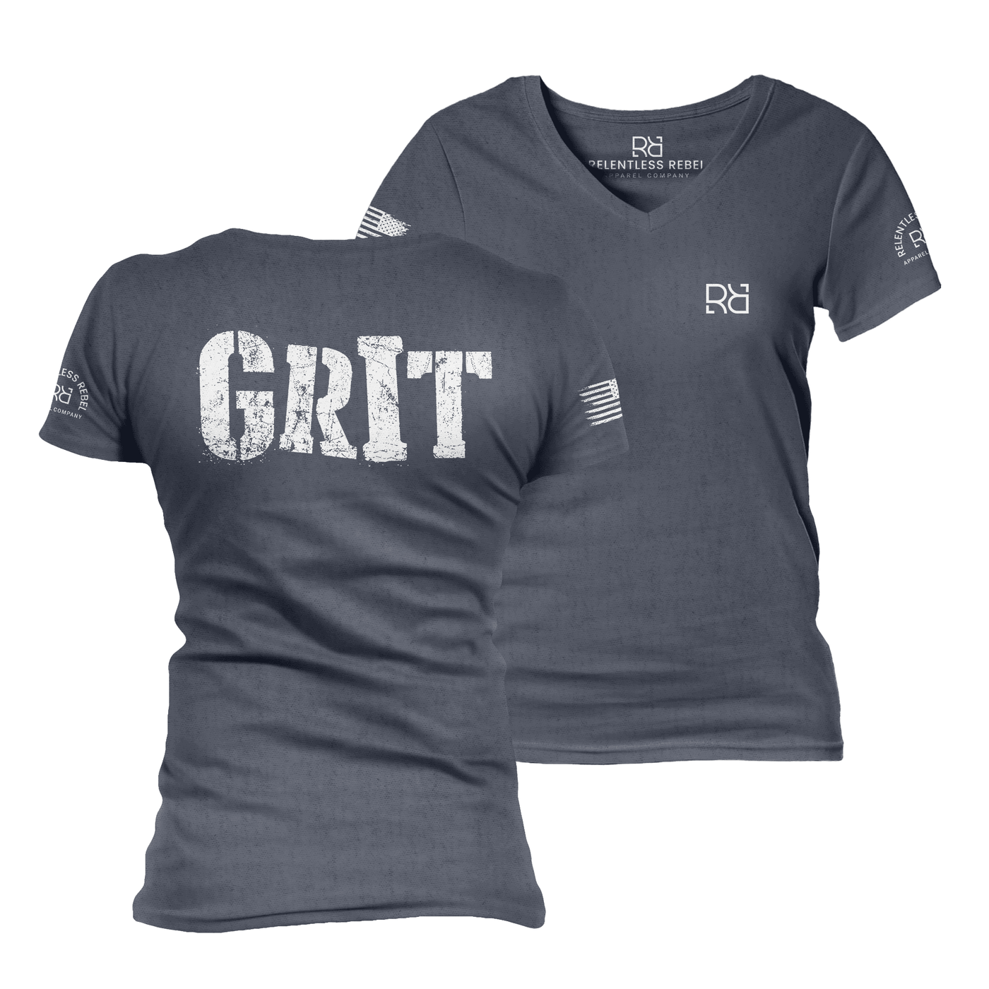 Grit Heather Navy Women's VNeck Tee