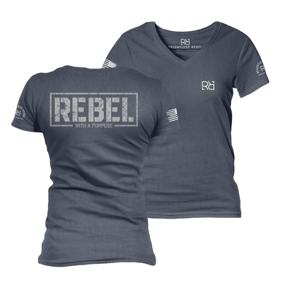 Rebel With A Purpose Heather Navy Women's VNeck Tee