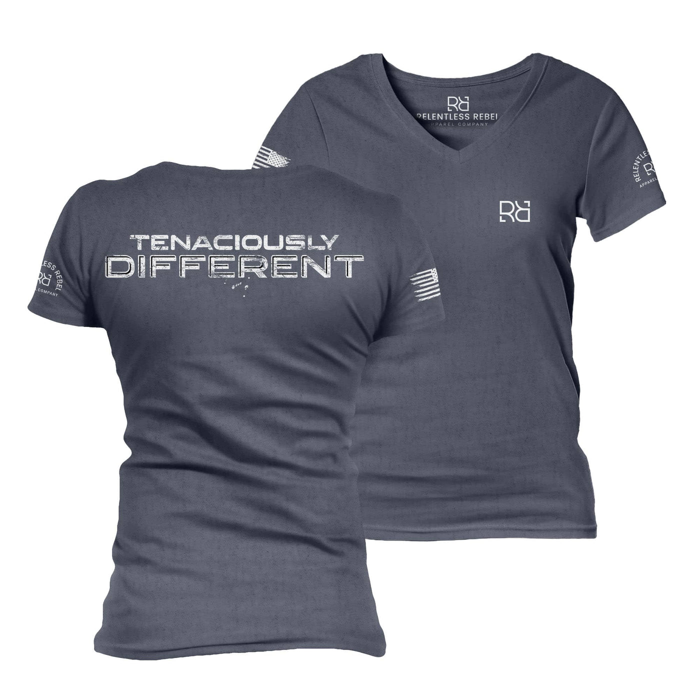 Navy Tenaciously Different Women's V-Neck Tee