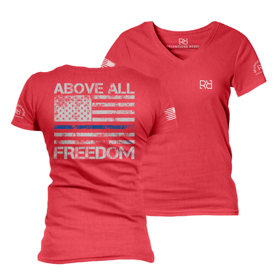 Above All Freedom Heather Red Women's VNeck Tee